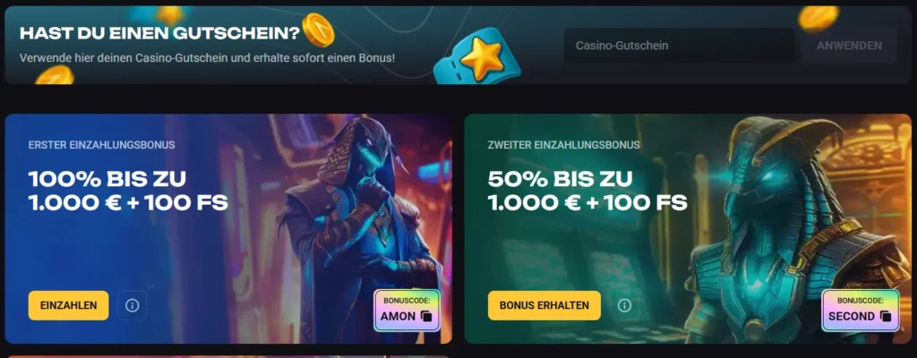 Bonus bei der Anmeldung bei Amonbet